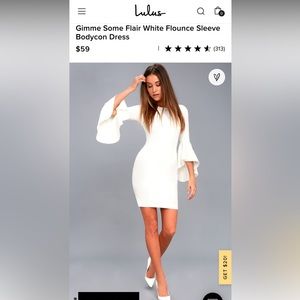 Lulus Gimme Some Flair White Flounce Sleeve Bodycon Dress